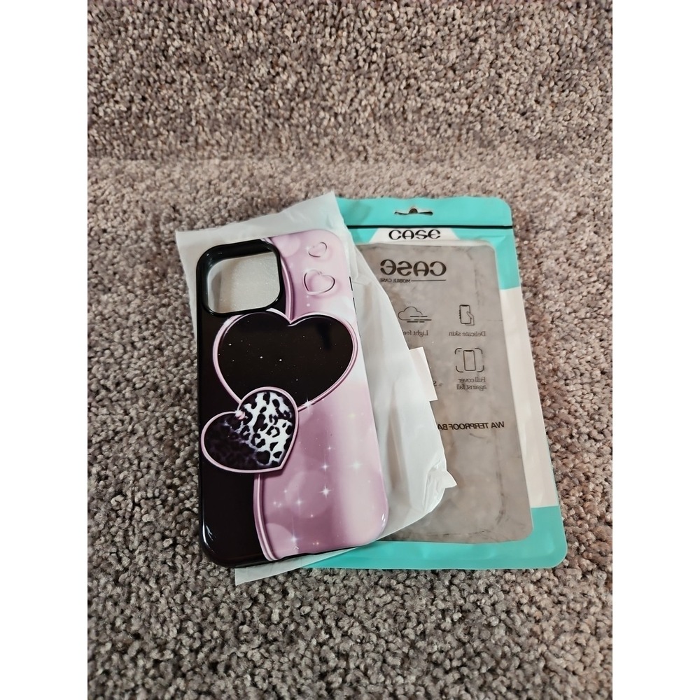 Purple And Black Heart Phone Case IPhone 16 Pro Max. Hard Shell. New